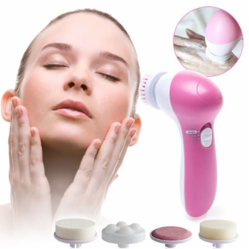 เครื่องล้างหน้า 5in1 beauty care massager สีชมพู-ขาว